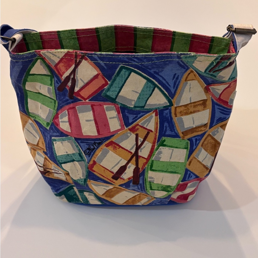 Colorful Sailboat Patterned Sun n Sand Canvas Bag by Paul Brent